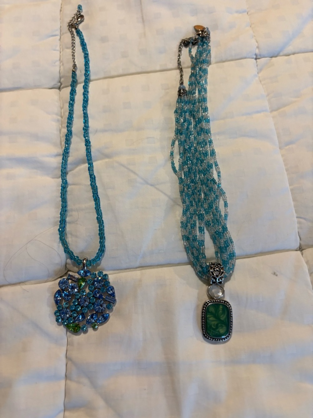 Blue Beaded Statement Pendant Necklace - Lia Sophia. Selling as a set $40.
